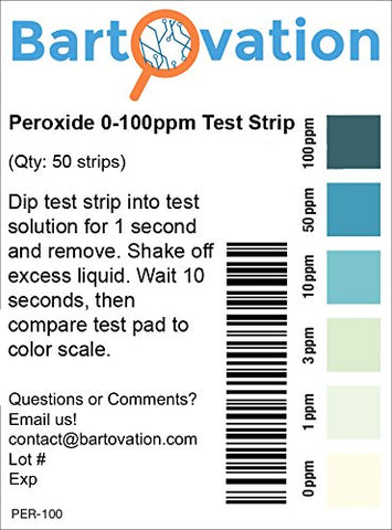 Bartovation H2O2 test strip pack of 100 strips for routine monitoring