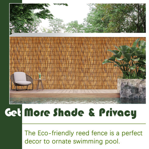 Barydat reed fence installation on balcony railing for seclusion.