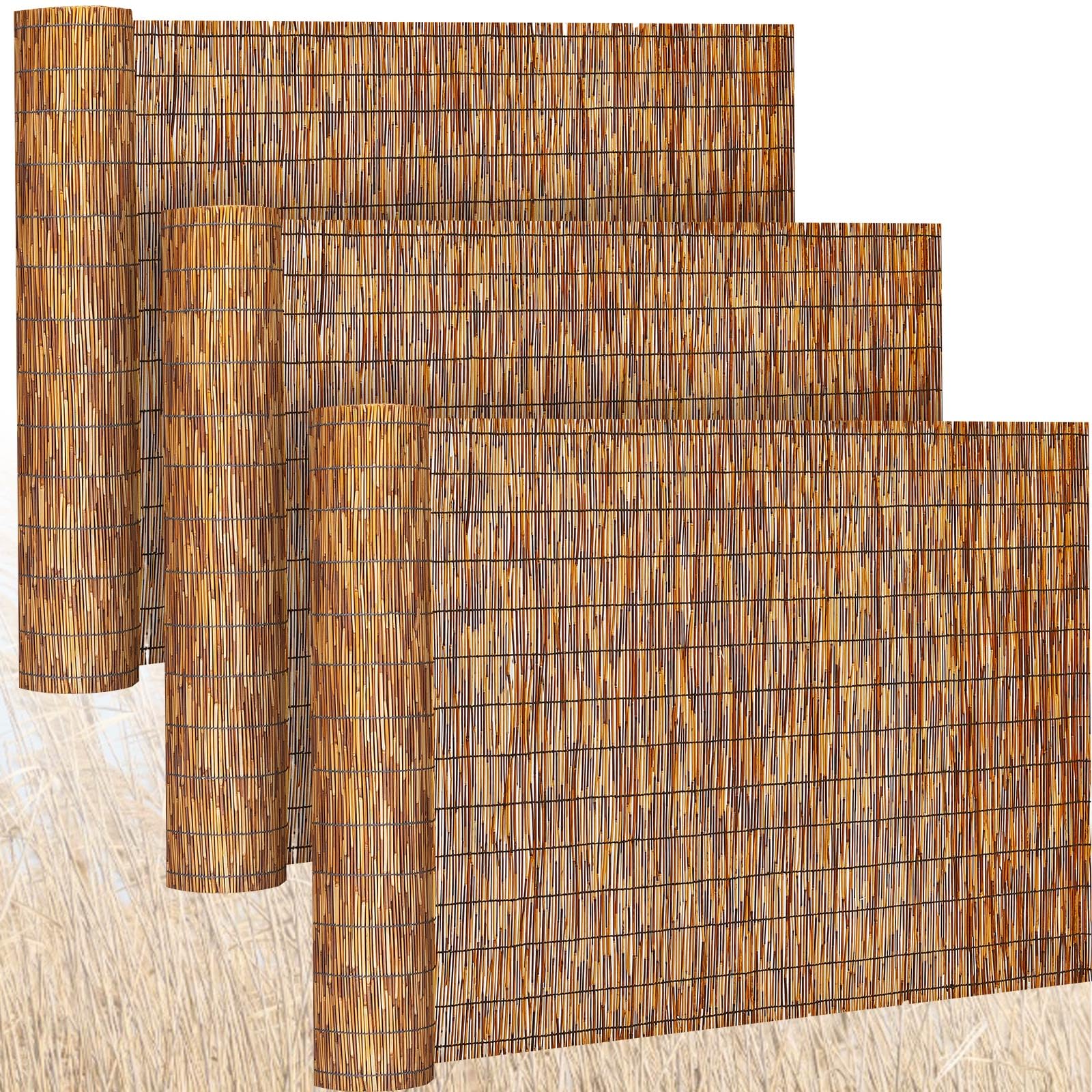 Barydat bamboo reed fence privacy screen for patio privacy with natural texture.