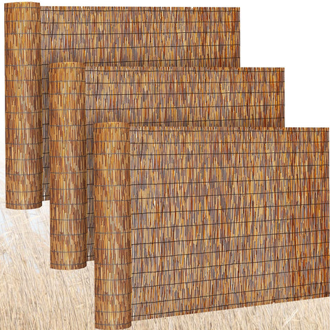Barydat bamboo reed fence privacy screen for patio privacy with natural texture.