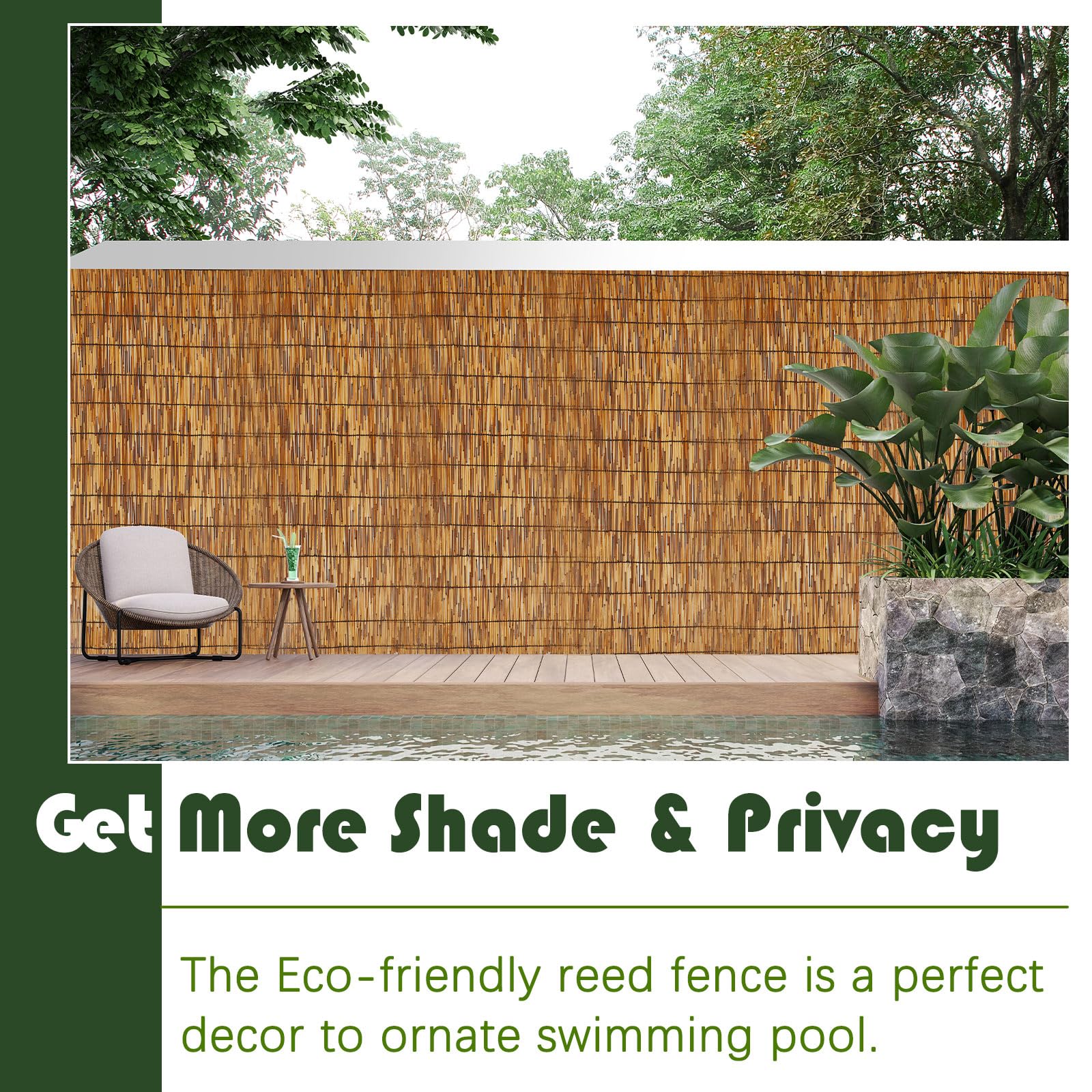 Barydat natural reed fencing provides weather-resistant garden privacy