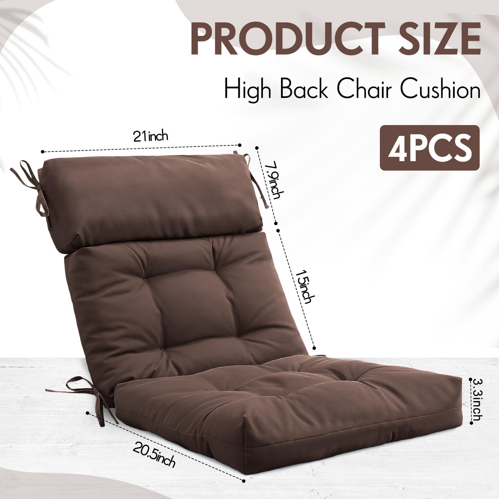Barydat outdoor patio cushion in coffee tone for sunlit lounging.