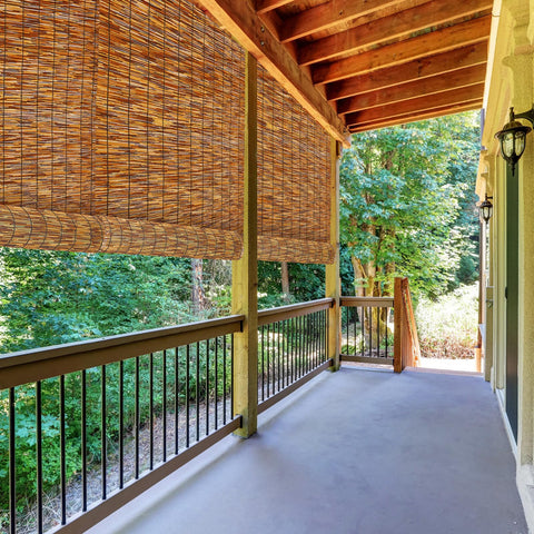 Barydat outdoor reed fence panel blends with decks and pool areas