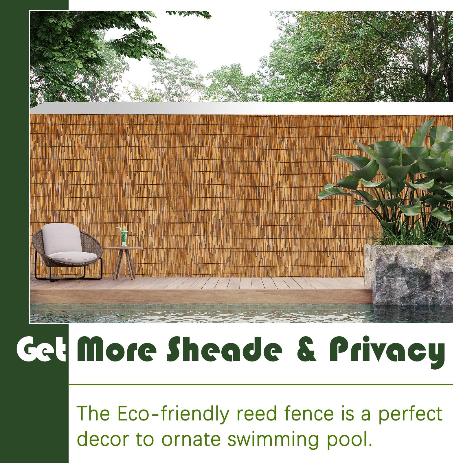 Barydat patio reed privacy fence roller creates a secluded dining nook