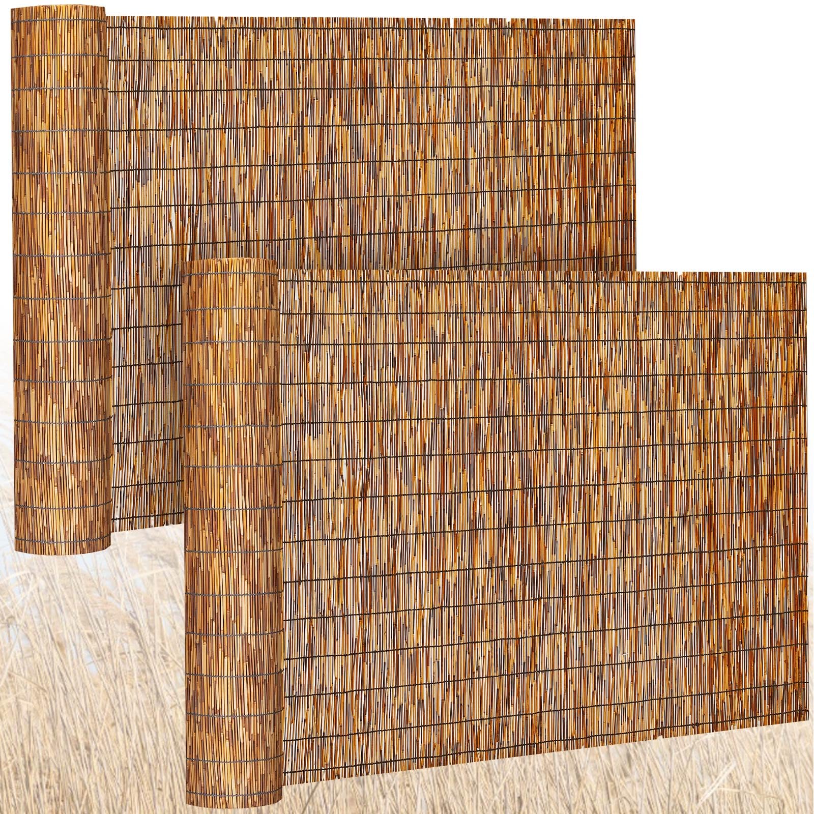 Barydat reed fence roller on balcony offers natural privacy and light diffusion