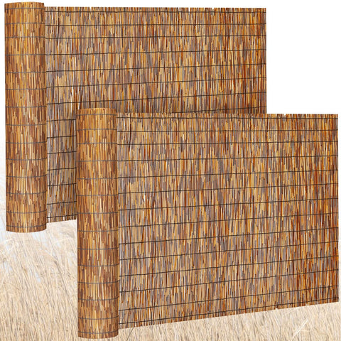 Barydat reed fence roller on balcony offers natural privacy and light diffusion