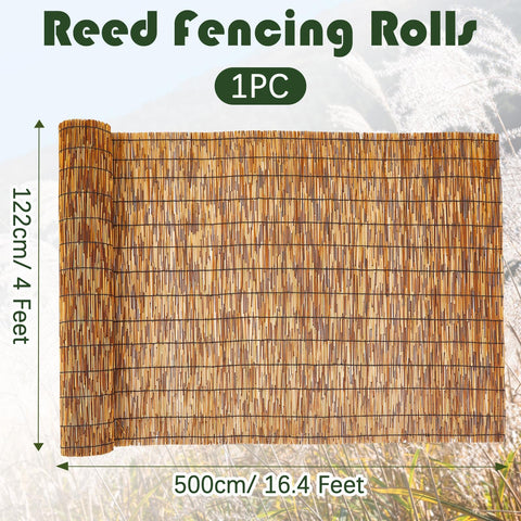 Barydat reed fence roller creates private patio area with natural shade
