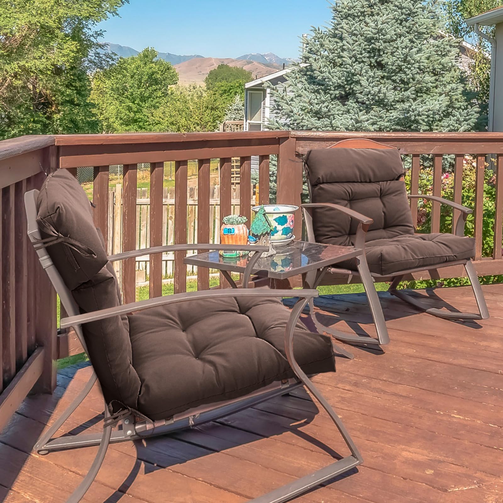 Barydat rocking chair pad with anti-slip ties stays secure.