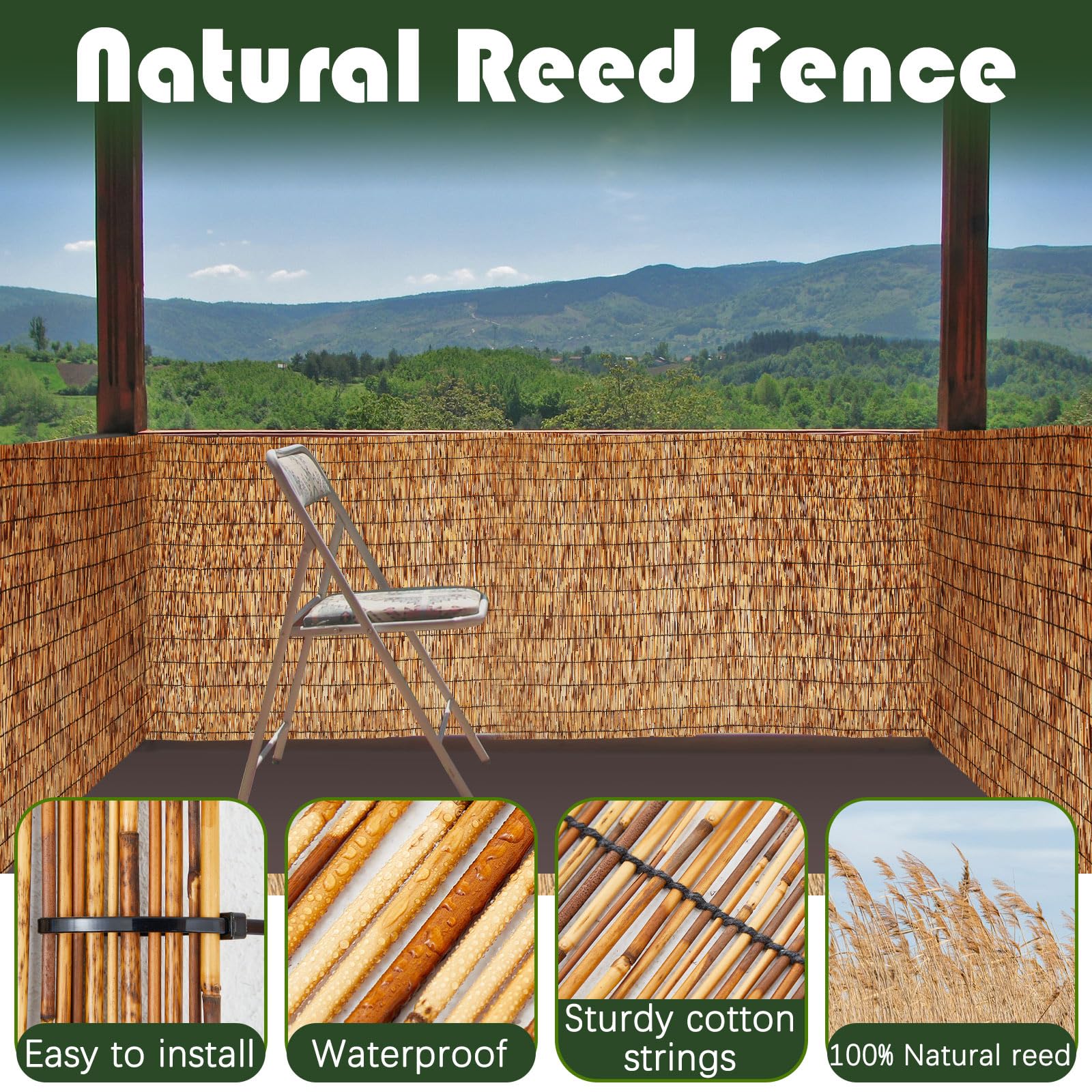 Barydat waterproof reed fence roll protects outdoor spaces stylishly