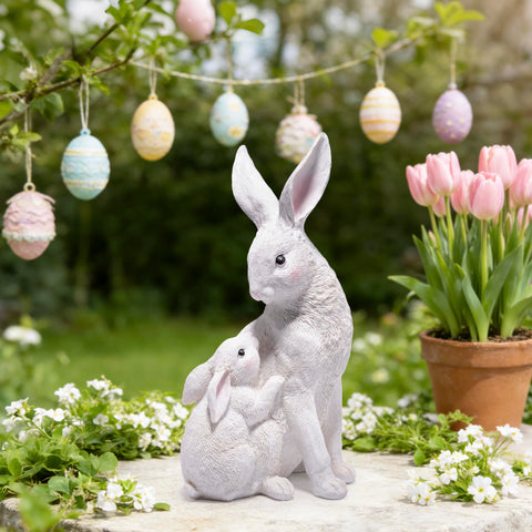 basen resin bunny statue, durable outdoor decor for year round charm.