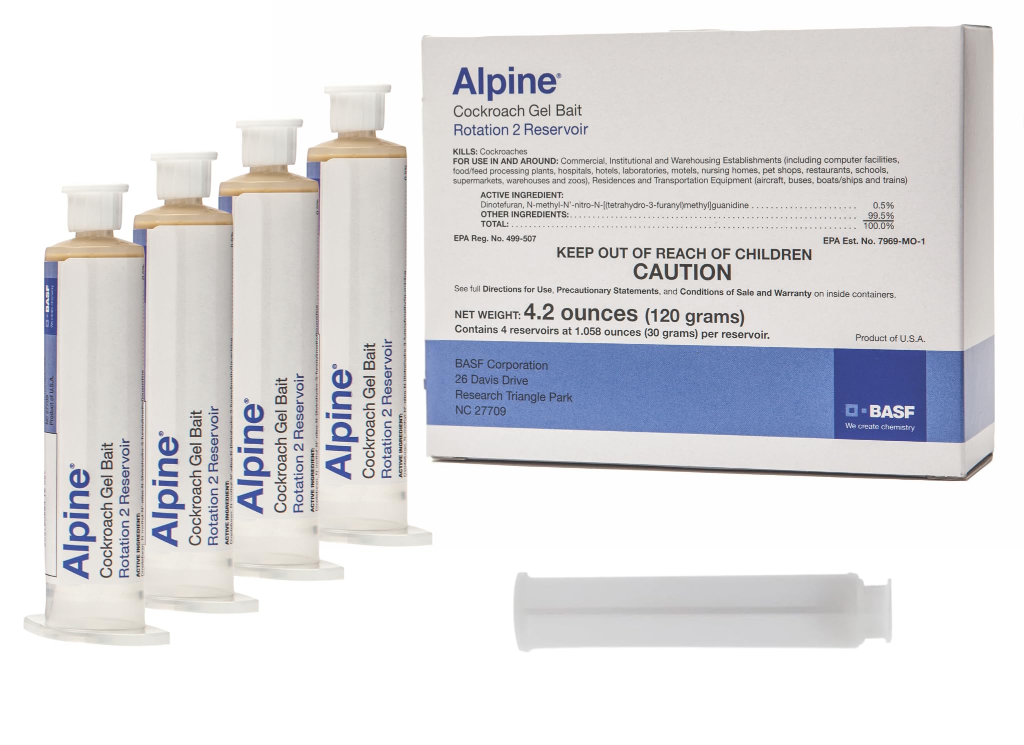 BASF Alpine Rotation 2 syringe applicator applying gel bait for fast roach control indoors