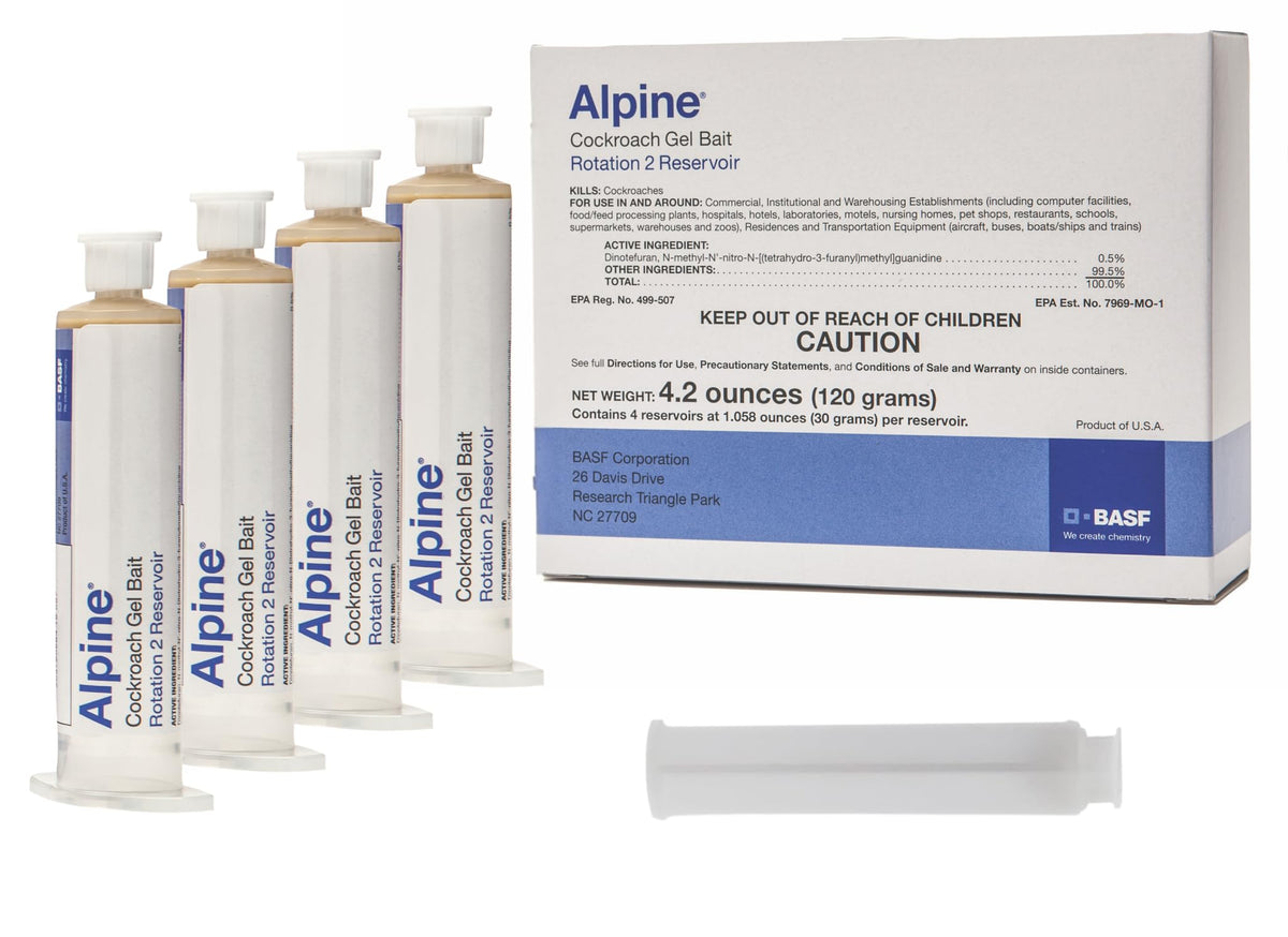 BASF Alpine Rotation 2 syringe applicator applying gel bait for fast roach control indoors
