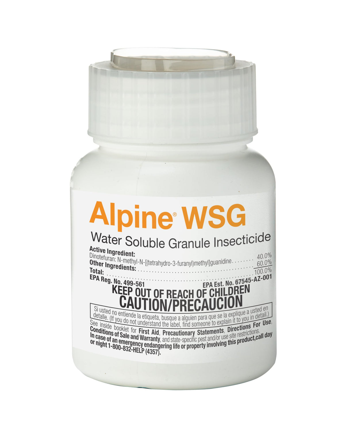 Basf Alpine WSG bottle pour for indoor and outdoor pest control with dilution.