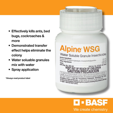 Basf Alpine WSG dilution mixing for spray-ready solution in kitchens and garages.