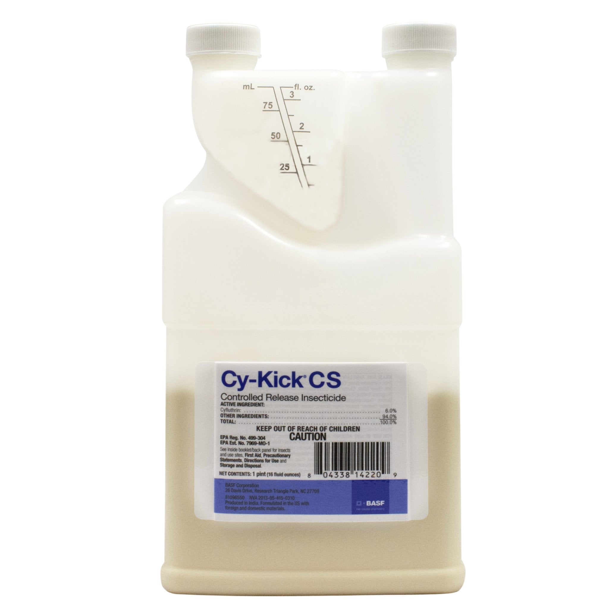 BASF Cy-Kick CS bottle pour demonstrates controlled-release pest control with long residual effect for indoor and outdoor use