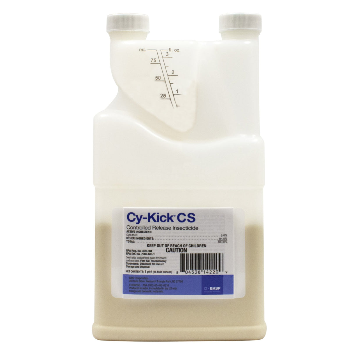 BASF Cy-Kick CS bottle pour demonstrates controlled-release pest control with long residual effect for indoor and outdoor use