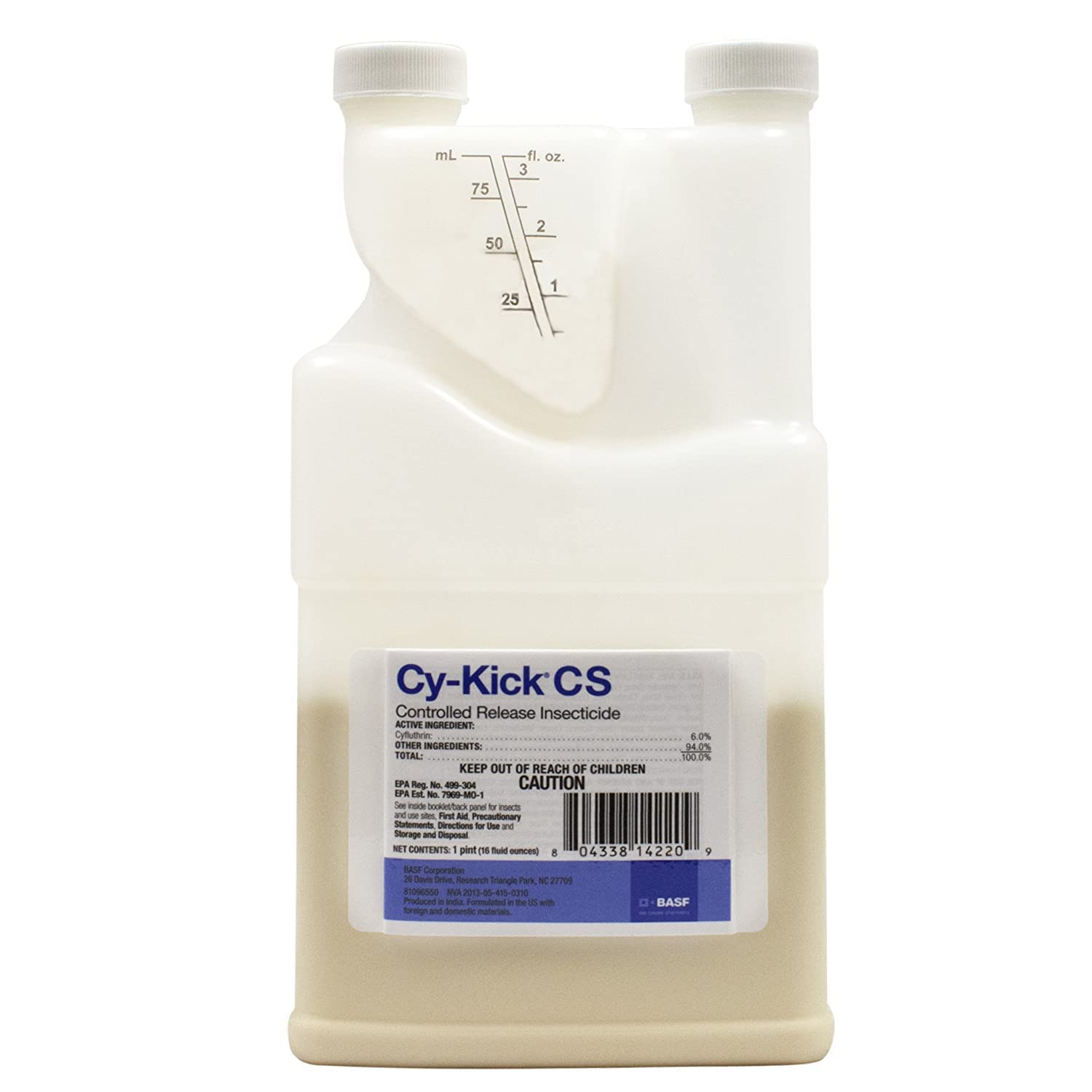 Basf Cy-Kick CS spray cap and label highlight easy application and safe handling.
