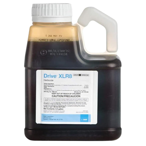 BASF Drive XLR8 bottle visual highlights fast uptake for lawn weed control
