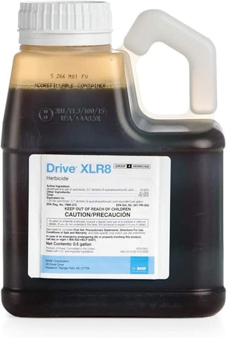 BASF Drive XLR8 label guidance emphasizes safe use and mixing instructions for lawns.