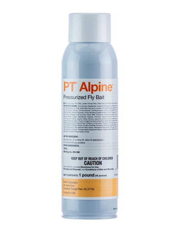 BASF Alpine Fly Bait bottle pour demonstrates precise spray for targeted fly control.
