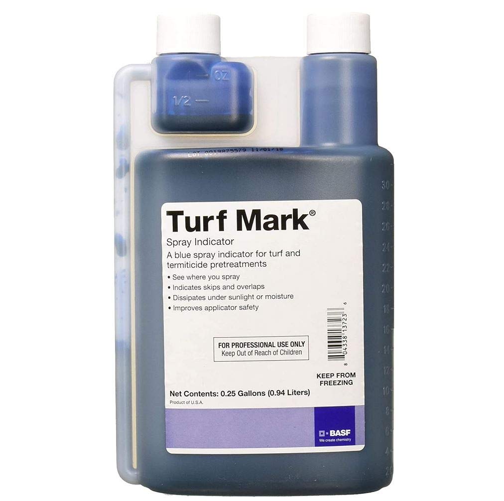 BASF Turf Mark Blue spray pattern indicator shows treated areas for precise coverage