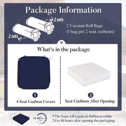 Basic Beyond cushions with square corners offering an alternative fit for chairs.