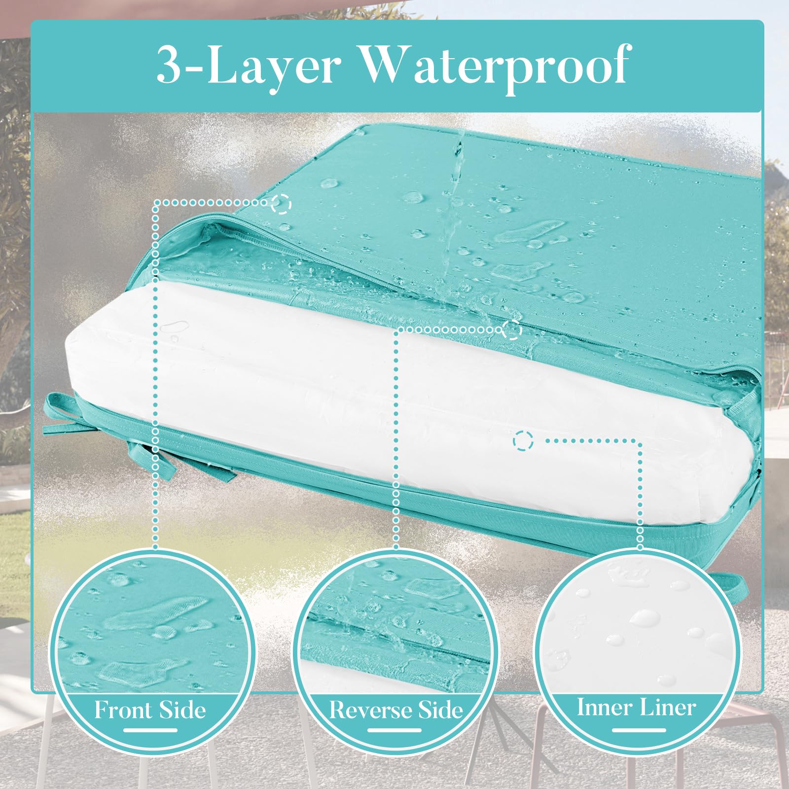 Carry handle on Basic Beyond cushions for portable outdoor seating