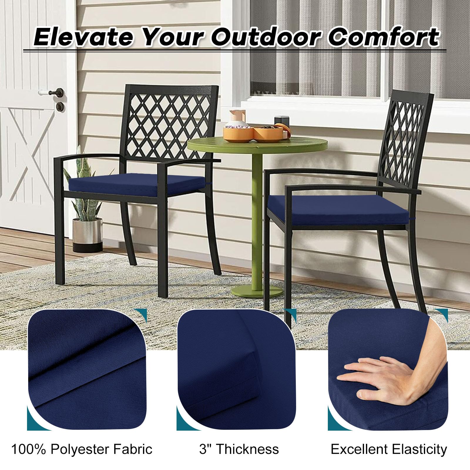 Basic Beyond cushions with strap system ensure stable placement on chairs.