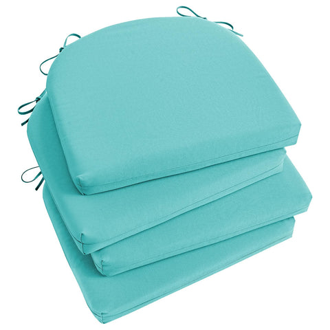 Basic Beyond outdoor chair cushions teal 4-pack displaying fabric texture for all-season comfort.