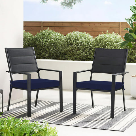 Removable navy cushion cover by Basic Beyond for quick cleaning.