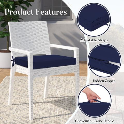 Navy Basic Beyond cushion with waterproof shell suitable for wet outdoor lounging.