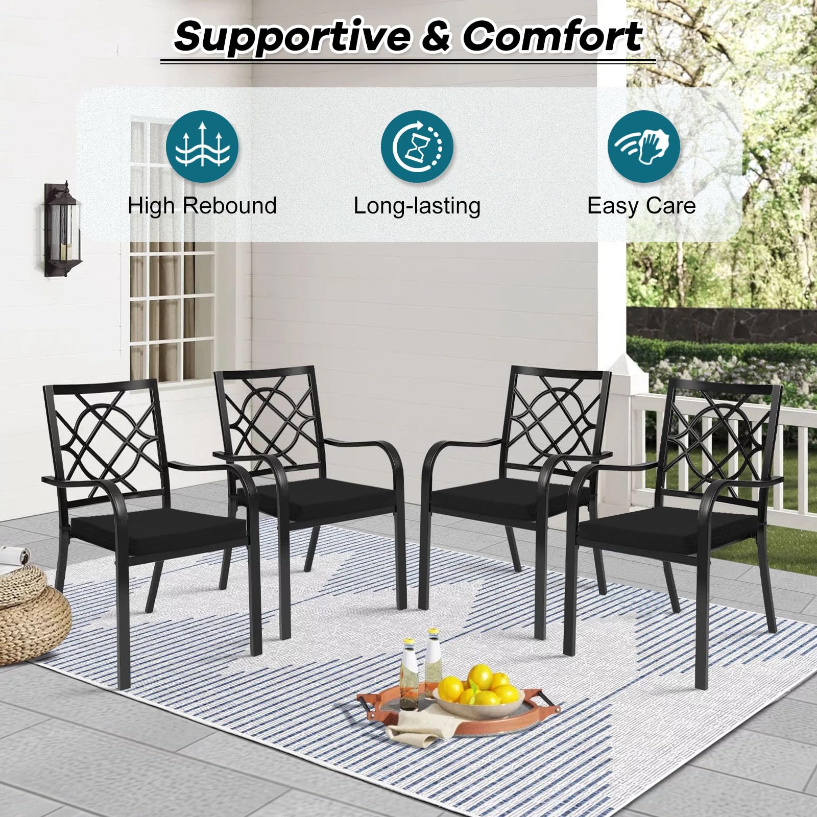 Basic Beyond square corner cushions suit indoor and outdoor spaces.