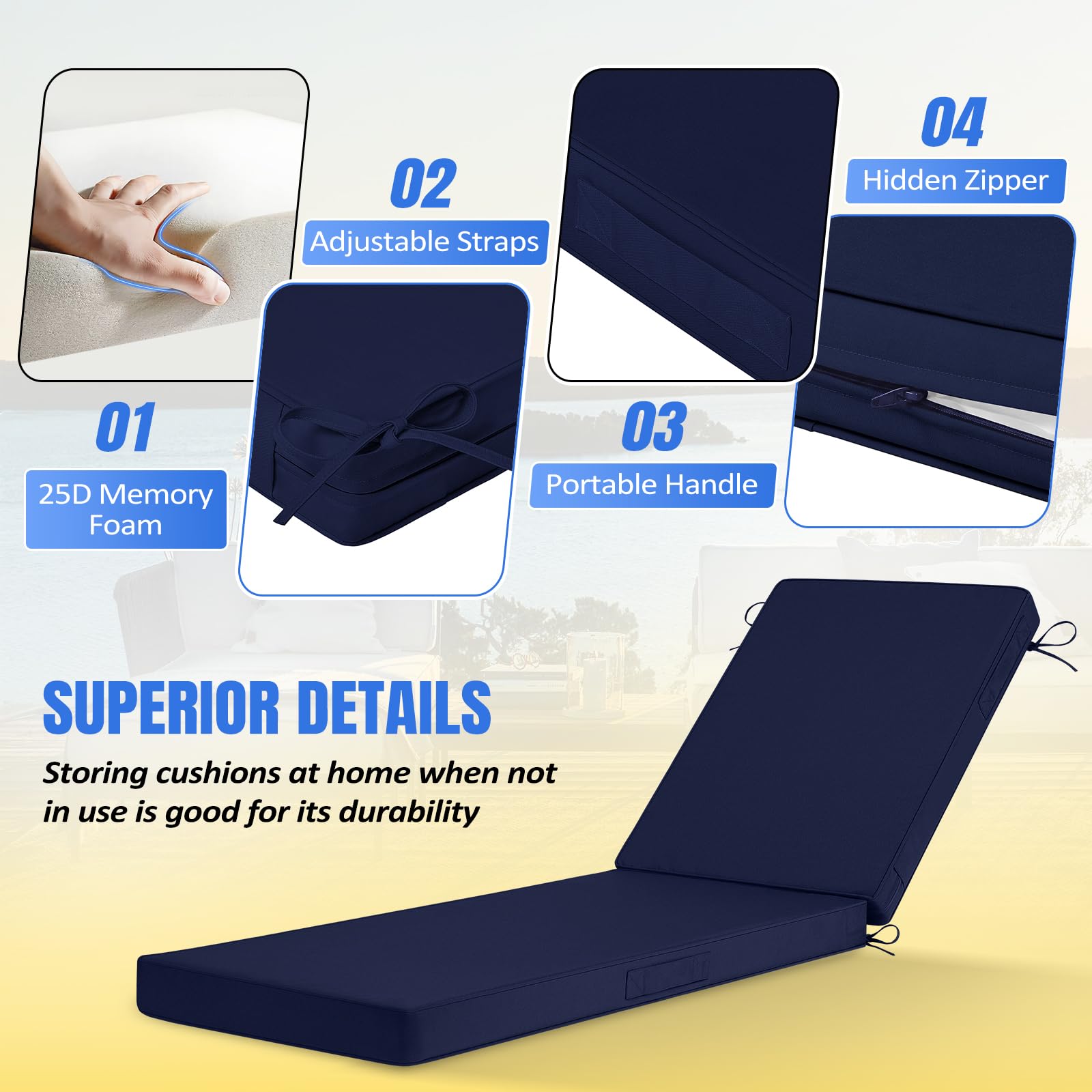 Basic Beyond two cushions pack navy ideal for separate backrest and seat sections