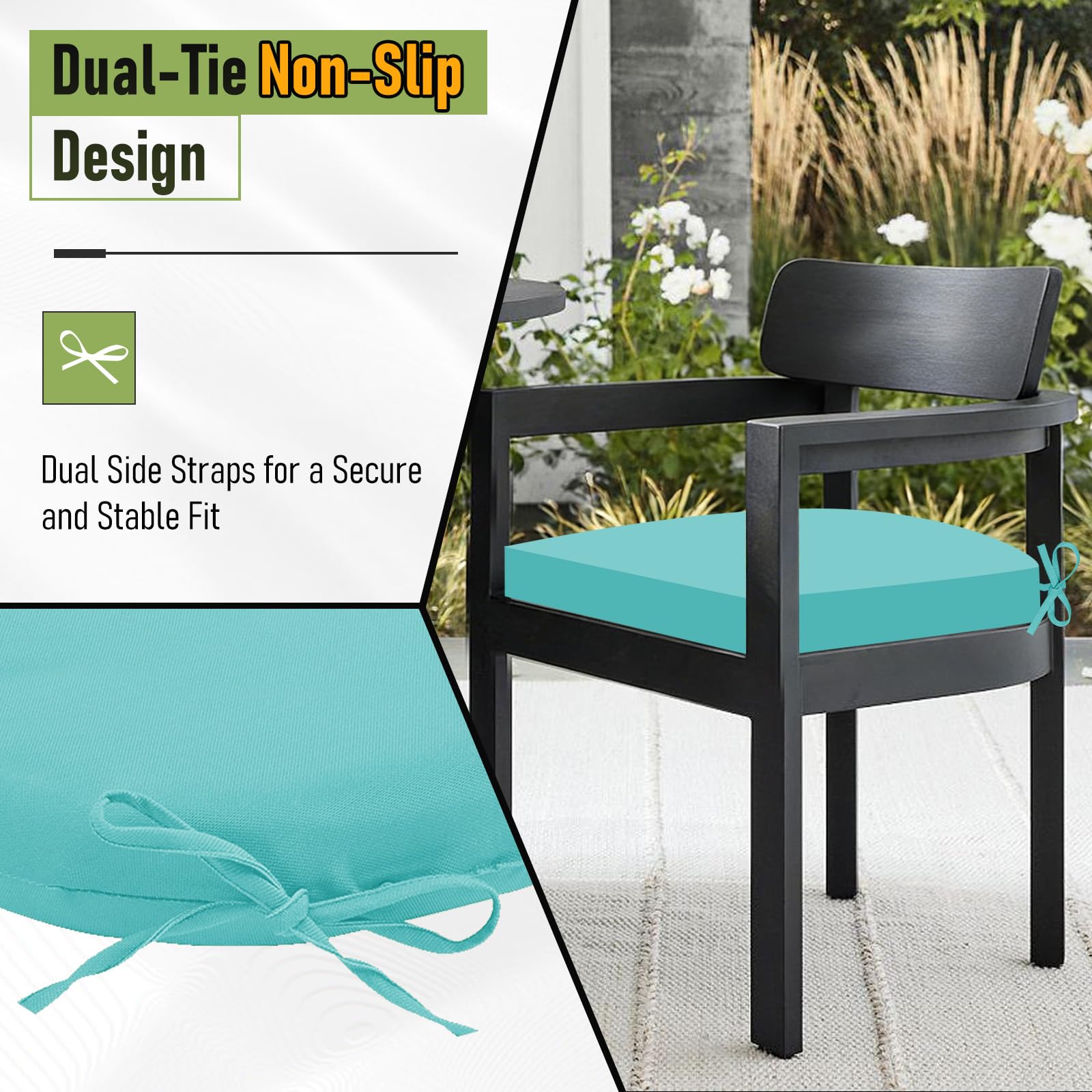 Basic Beyond water-resistant polyester teal cushion cover closeup protects against spills.