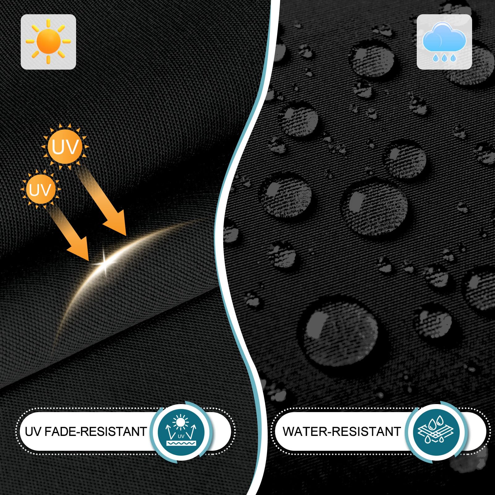Basic Beyond waterproof cushion cover in black resists water and fading.