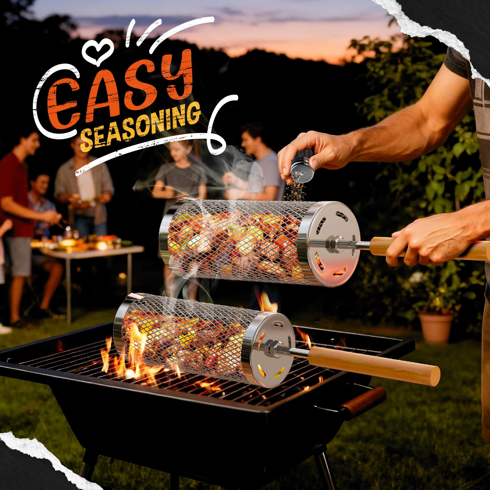 Basinel nesting design offers compact storage and flexible grilling.