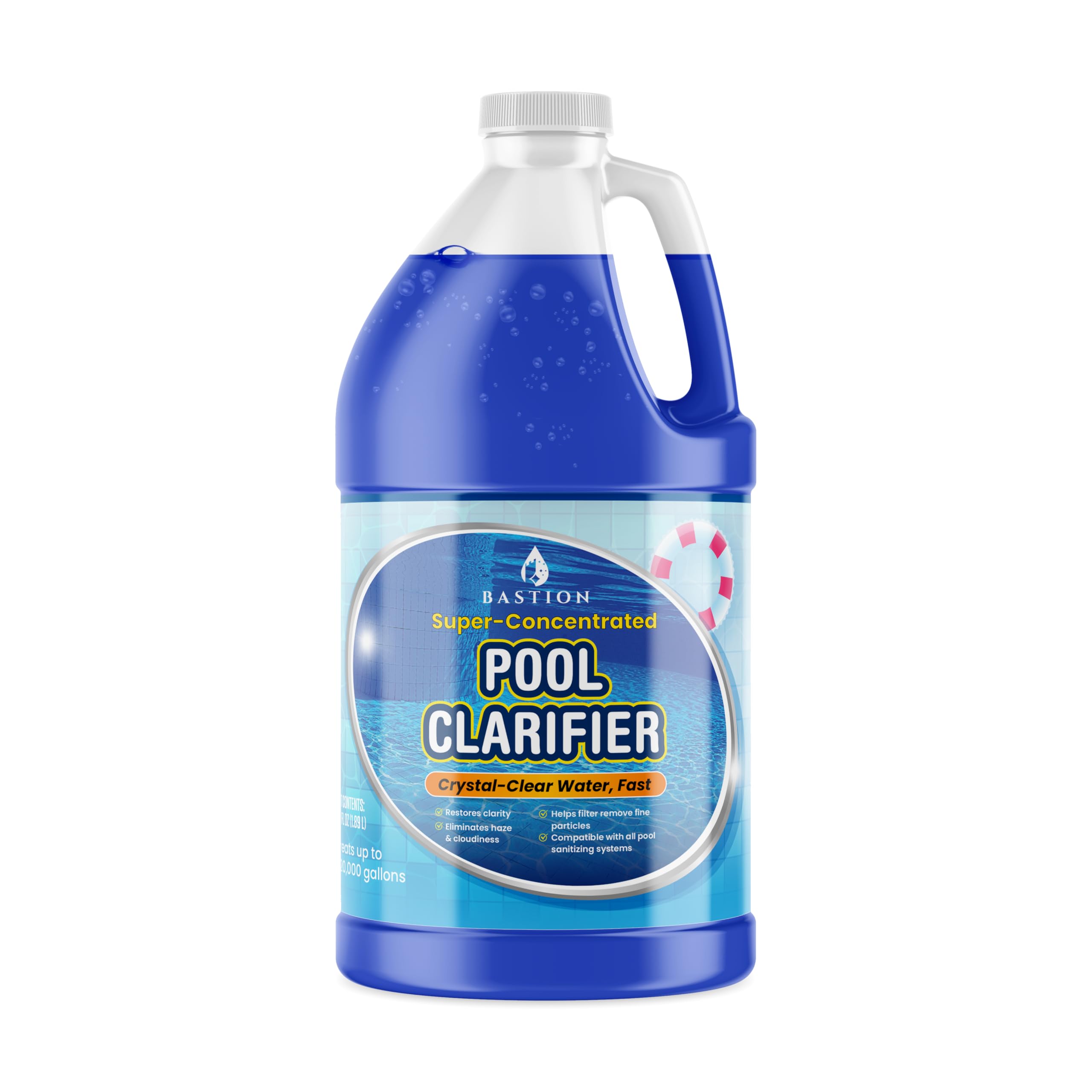 Bastion Pool Clarifier being poured into water to begin cloudiness removal