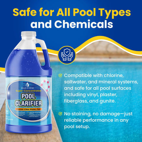 Bastion Pool Clarifier near the pool filter during operation to boost efficiency