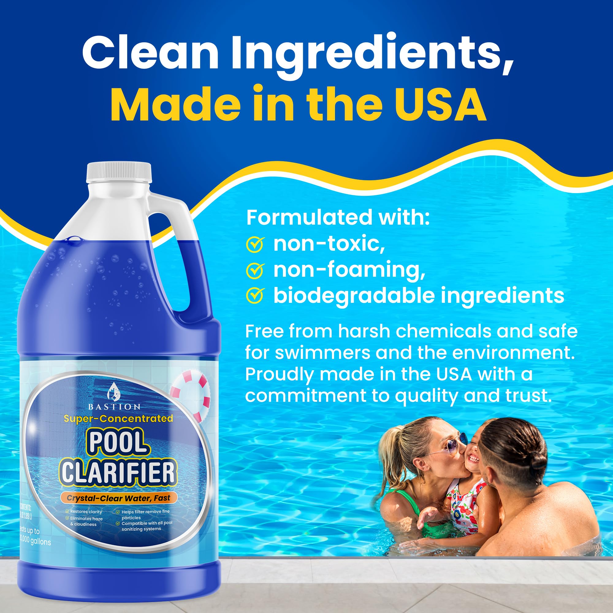 Made in USA Bastion Pool Clarifier bottle label