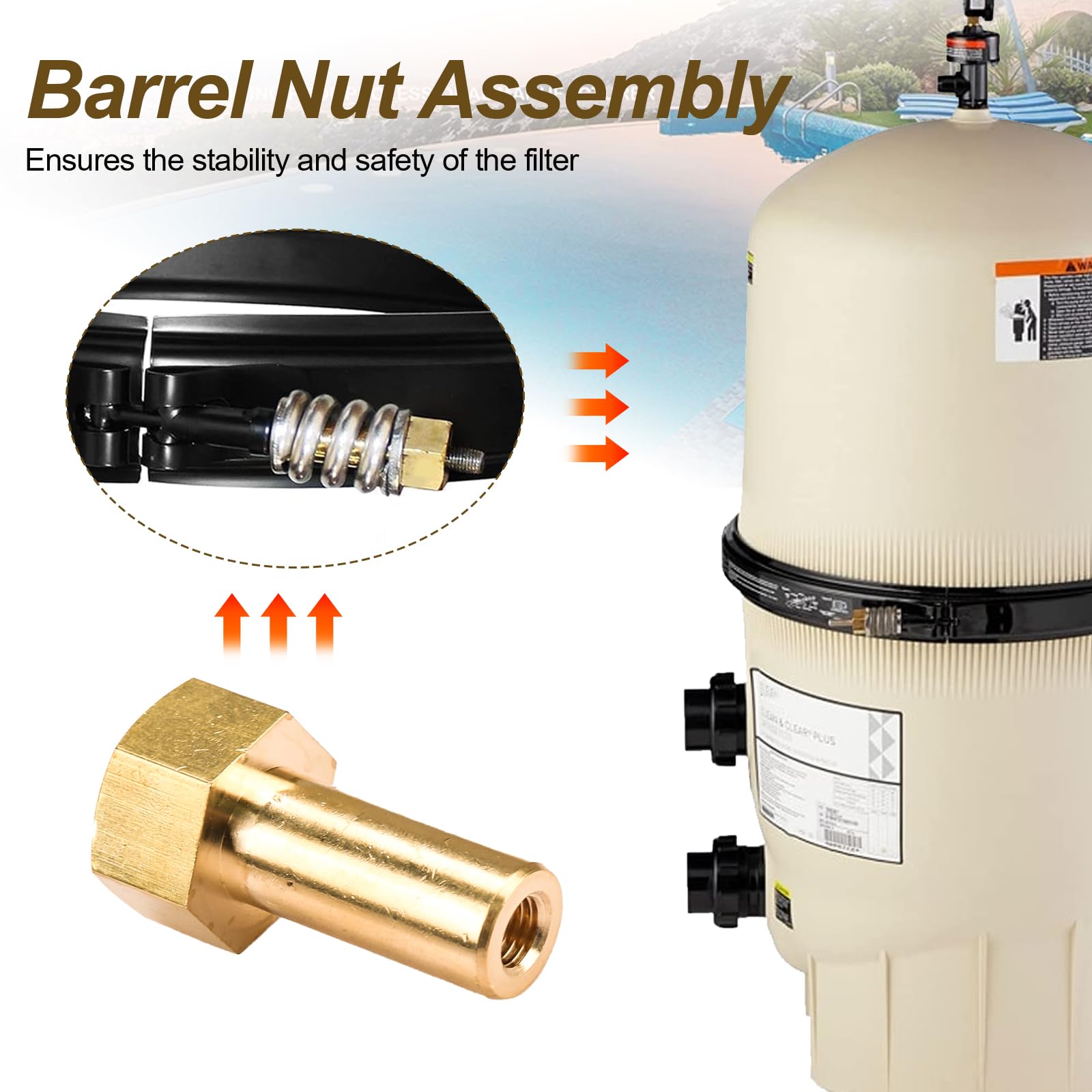 Batator quick-install brass nut for easy maintenance of pool filters