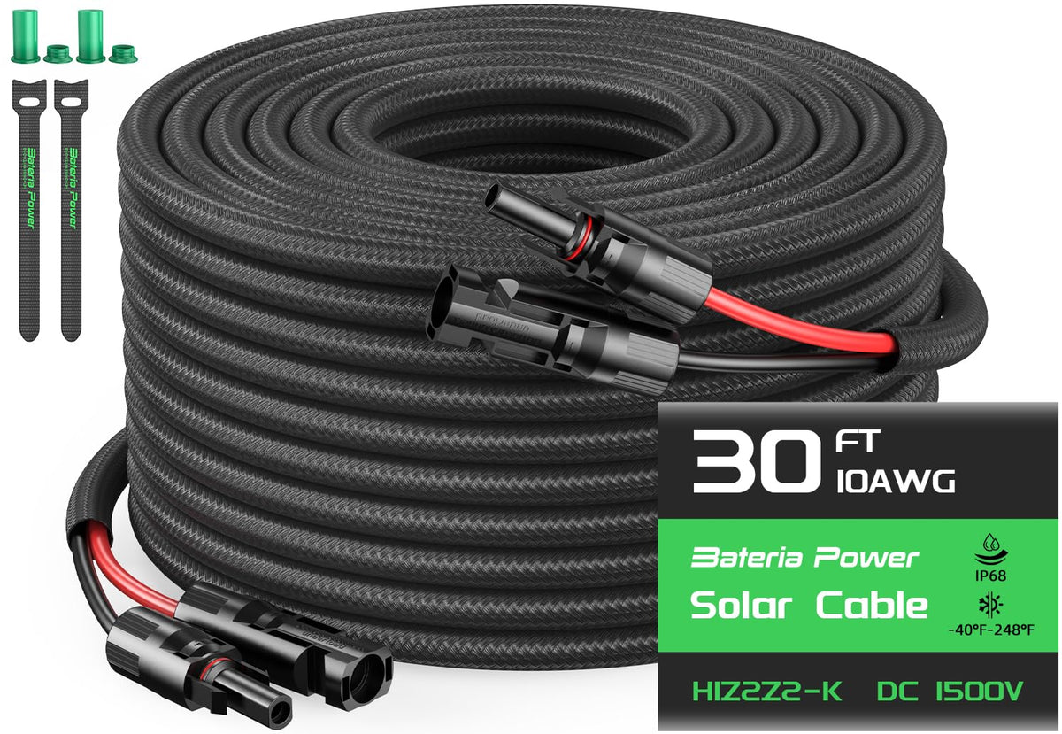 Bateria Power 10AWG extension with sleeving for durable outdoor use