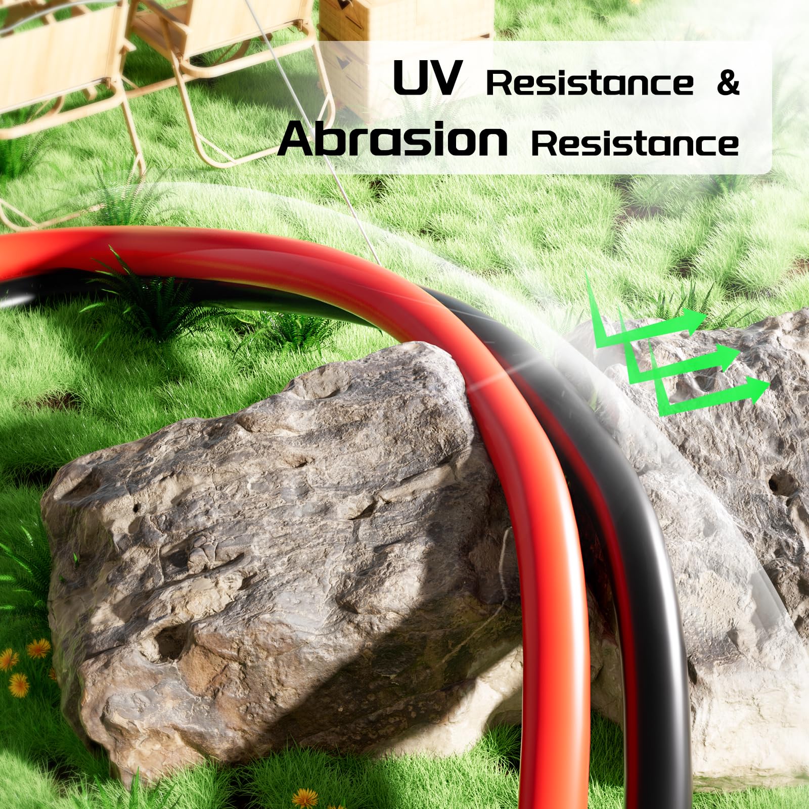 Bateria Power durable jacket protects against UV and abrasion in outdoor use.