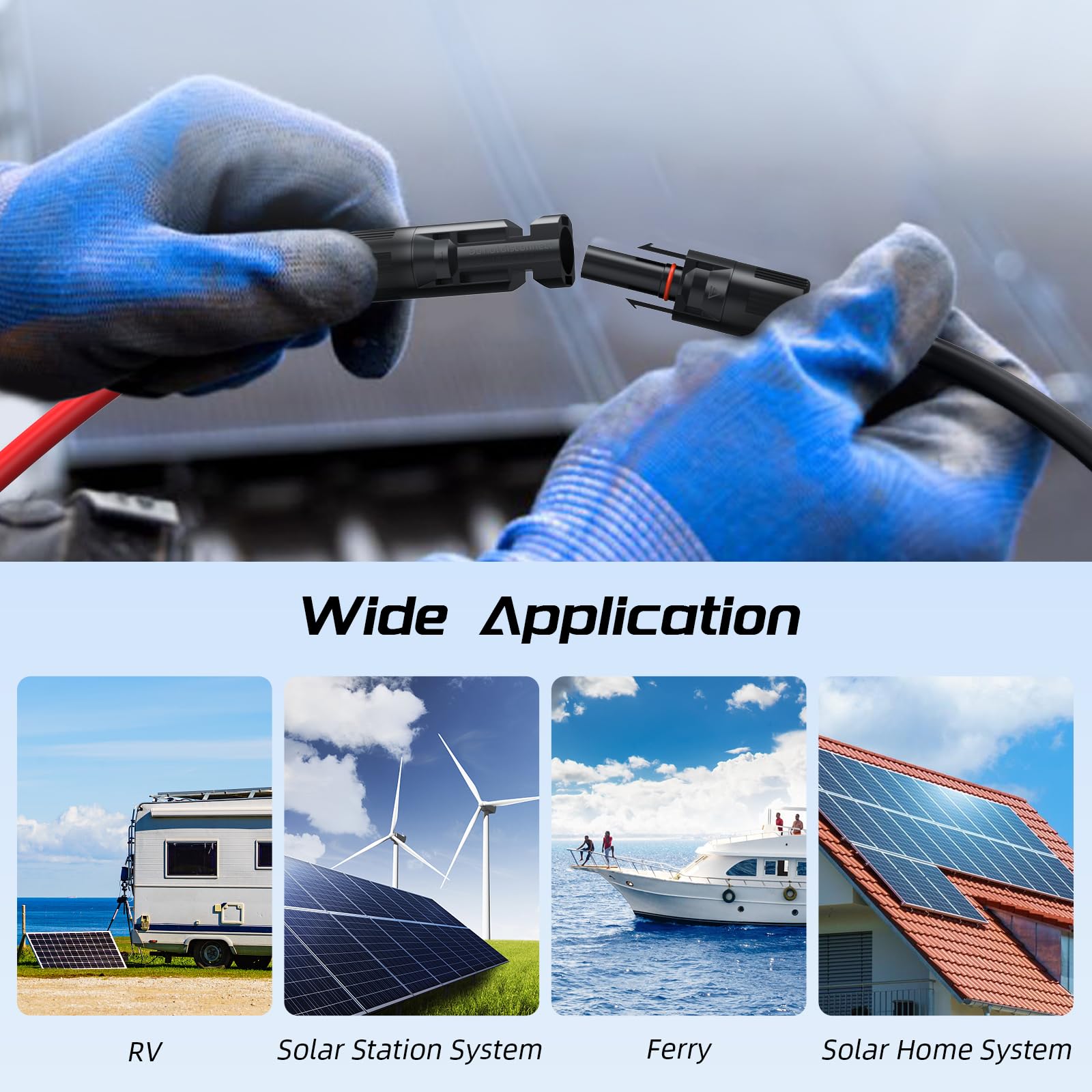 Bateria Power self-locking connectors simplify installation.