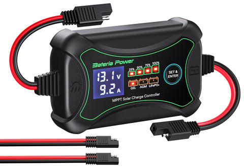 SunRock 10 front view showing compact MPPT controller for portable solar setups