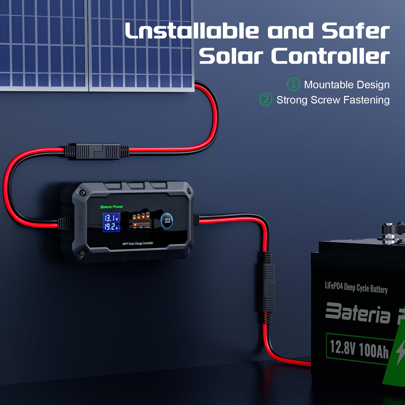 Bateria Power Sunrock 20Pro MPPT controller protections illustrating safe operation