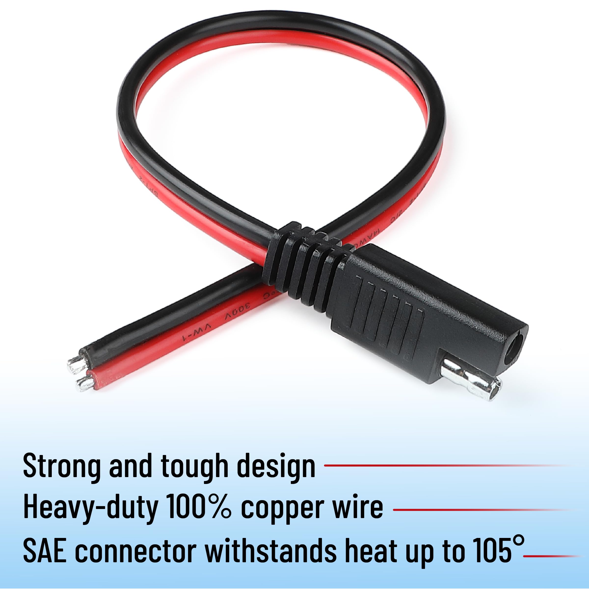 Bates Choice 2-pin SAE plug shown for solar panel compatibility.