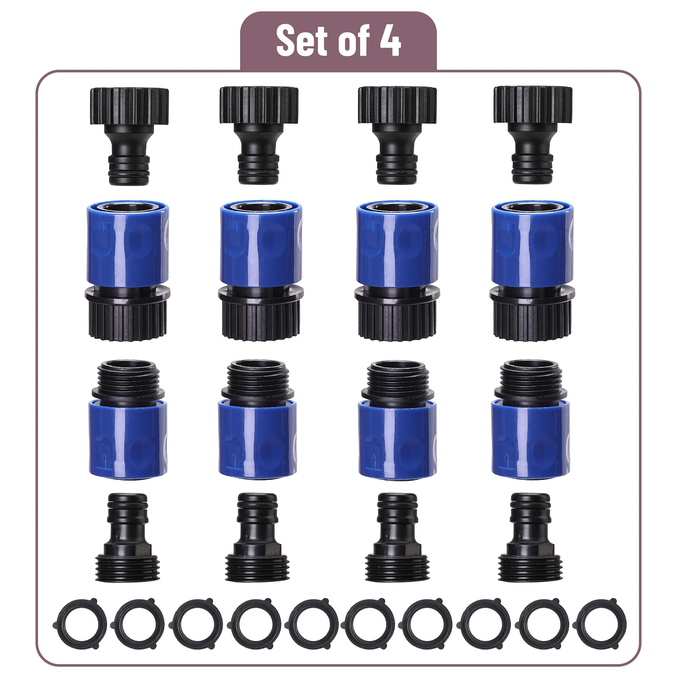 Bates Choice female hose end connectors secure a tight hose-to-attachment seal.