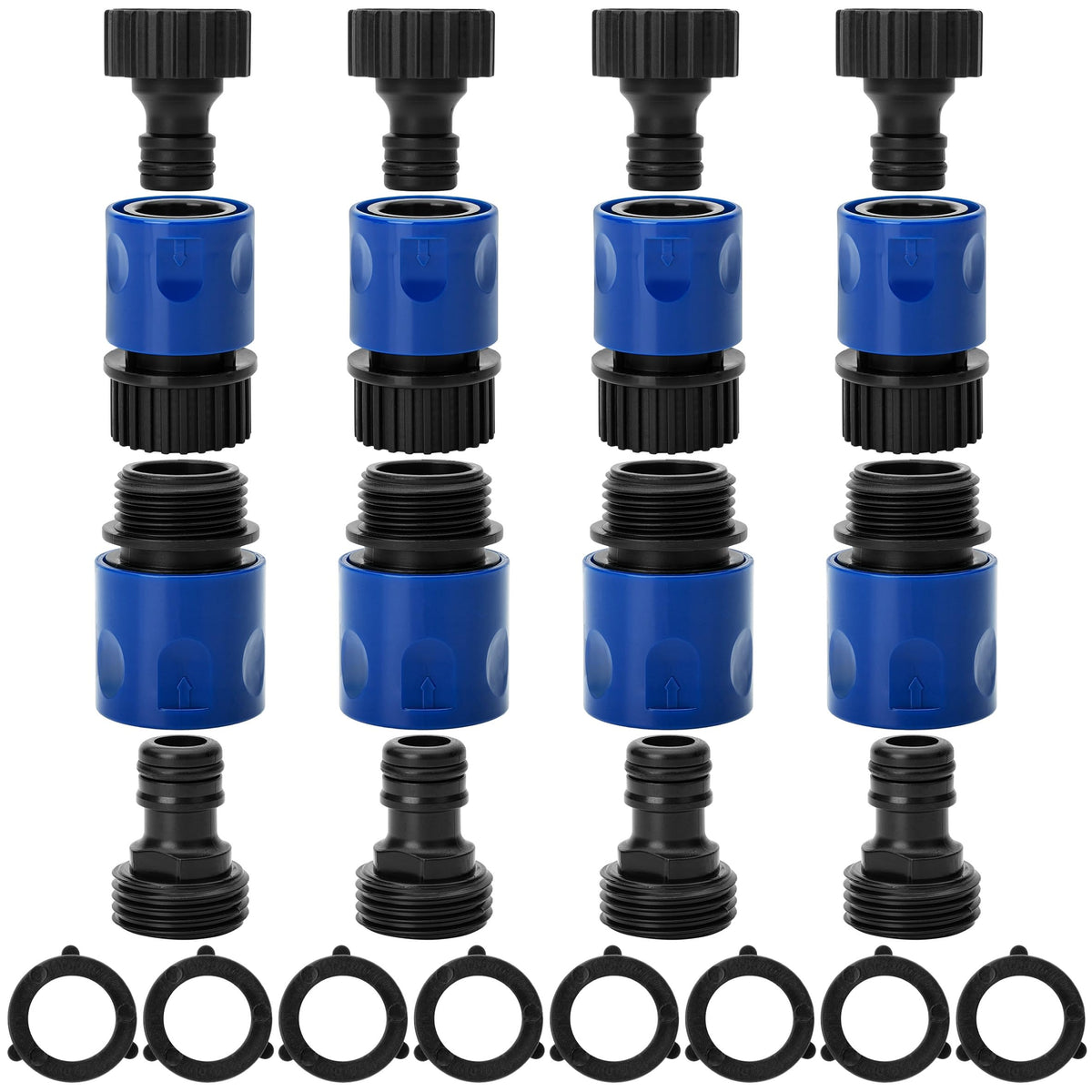 Bates Choice garden hose quick connectors set for fast, leak-free water connections.