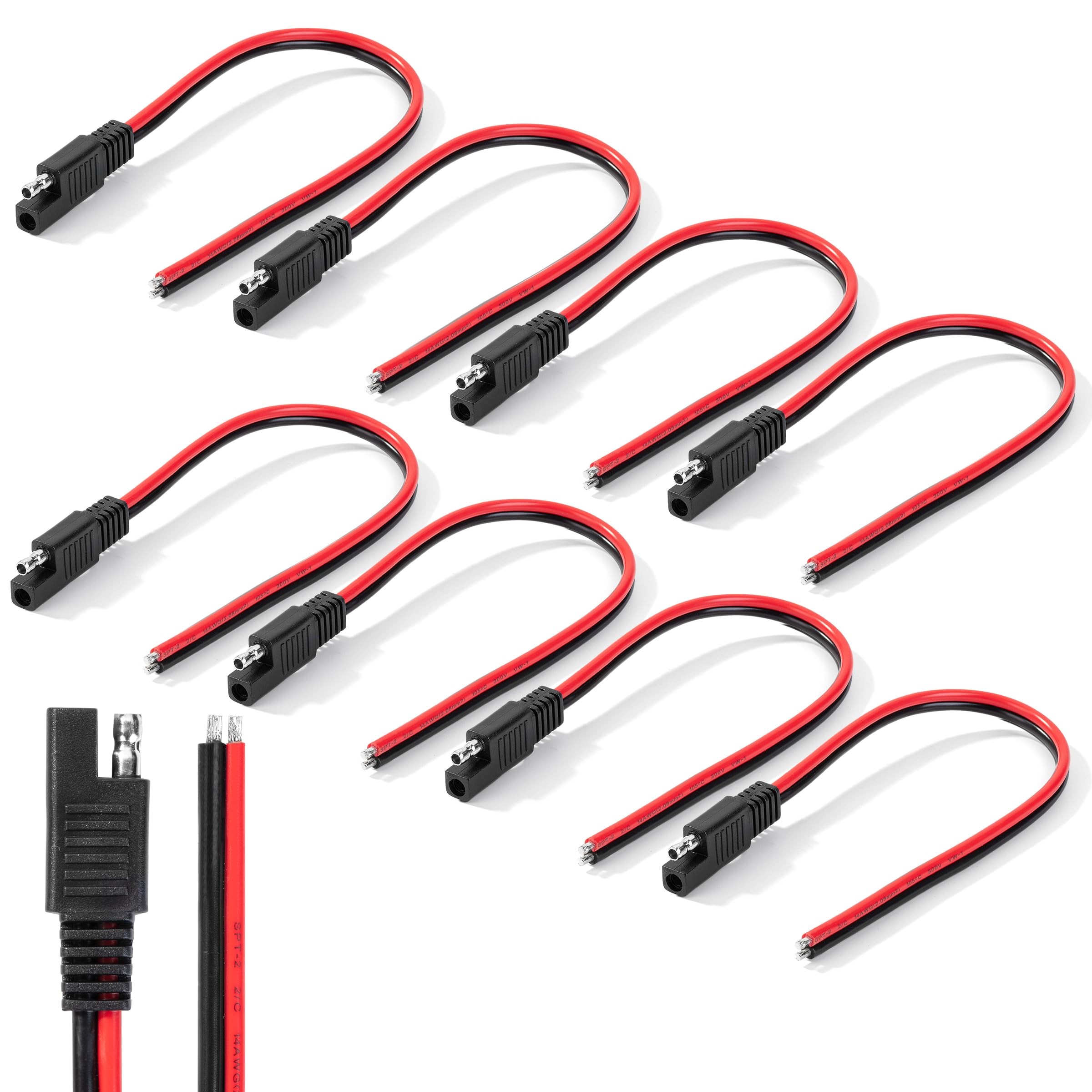 Bates Choice SAE connector 12-inch 8-pack for clean DC wiring and quick connections.
