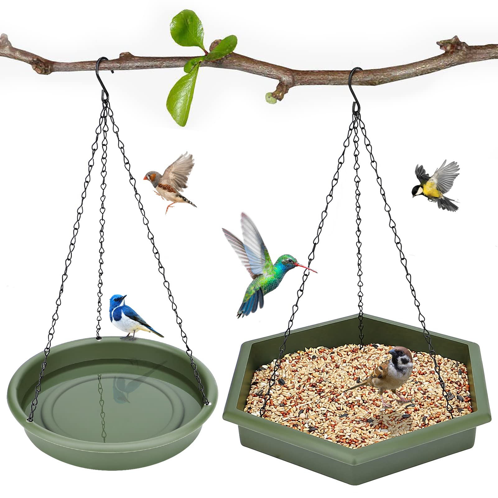 Bathth 2-in-1 XL hanging bird feeder for easy outdoor feeding.